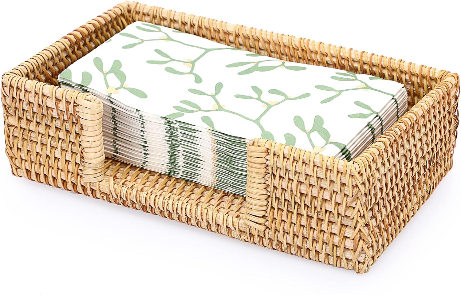 Amazon.com: Sumnacon Rattan Guest Towel Holder Tray for Bathroom & Kitchen, Decorative Napkin ...