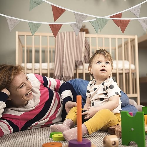 Miniatura 5 de 3 banderines triangulares banderines de algodón multicolor guirnalda colgante para boda, cumpleaños, baby shower, decoración de guardería, fiestas,