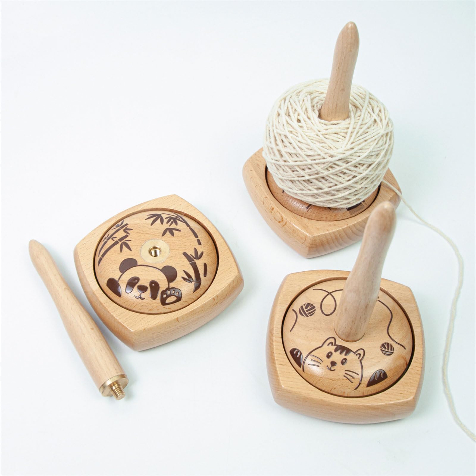 Soporte giratorio de madera para bolas giratorias, soporte para bolas, dispensador de ganchillo, bobinador de hilo de ganchillo, carrete de hilo de ganchillo
