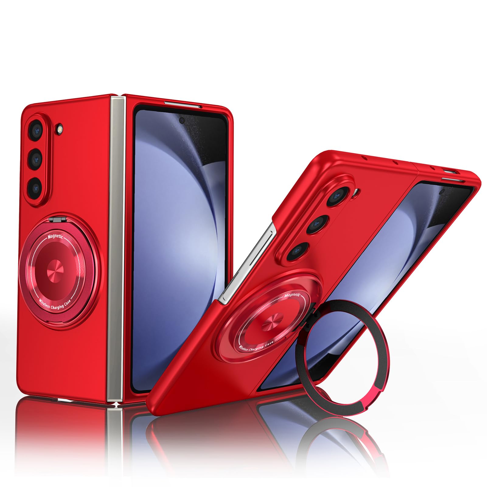 Cool Case For Samsung Galaxy Z Fold 8 Ultra, Anillo Magnético Giratorio, Lente De Envoltura Completa, Cubierta Resistente A Los Arañazos, Protección contra Caídas, Carcasa Dura De PC Ligera(Red)