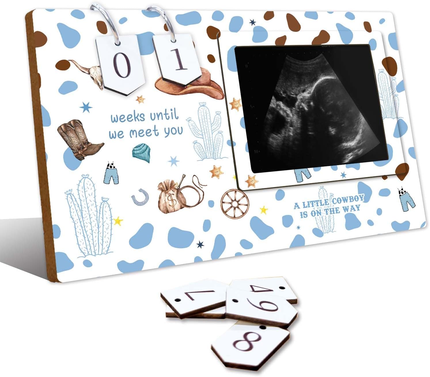 Football Baby Shower Decorations,Baby Sonogram Picture Frame, Ultrasound Photo Frame with Sports Babies Countdown Weeks,Great Gifts for Expecting Football Fans,Little MVP Gender Reveal Decorations