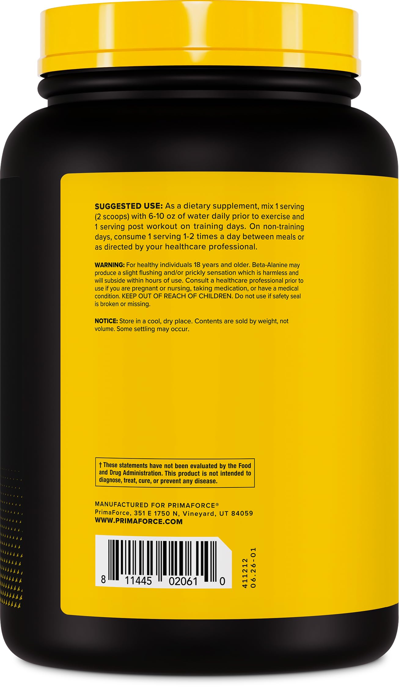 PrimaForce Beta Alanine Powder (1.5 kg) Unflavored, Gluten Free — Amazon image 3