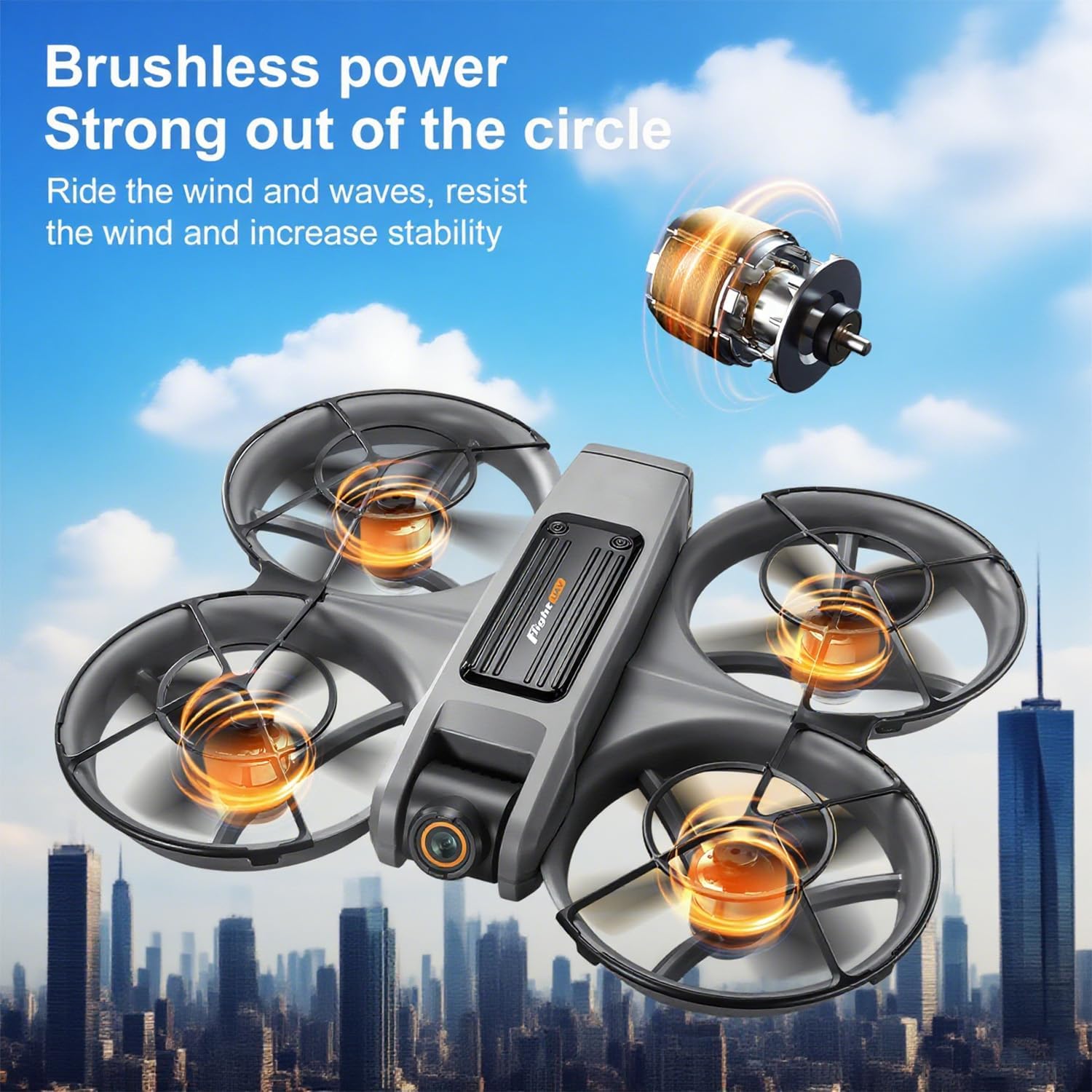 4.5" HD Screen Remote Control Drone with 2K Dual Camera & Brushless Motors, 360° Protection Safety Quadcopter, Auto Hovering, 3D Flips, Headless Mode, Follow Me, LED Light, WiFi FPV, 2 Batteries 30 Min Flight, Great Gift for Adults, Kids, Beginners