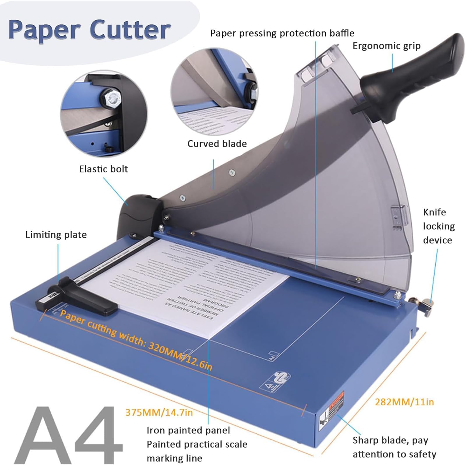 Taglierina per carta, capacità 40 fogli con protezione di sicurezza, lama affilata per scrapbooking, artigianato, carta, coupon, cartoncino