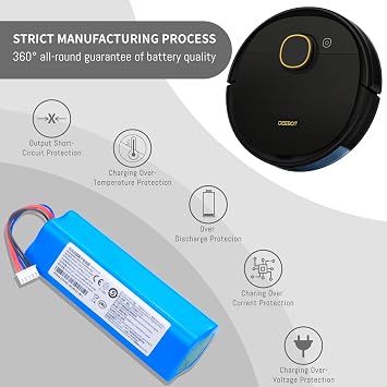6800Mah Battery for Ecovacs Deebot T5 T8 T8+ T9 T9+ T20 Deebot Ozmo 950 T10 T9 DX65 DX93 DX96 T10 DBX33 DX9G DLX11-54 DLX11-21/61 DBX11-11/21 X1 Turbo Omni T10 Turbo T10 Plus Vacuums Batteria 14.4V