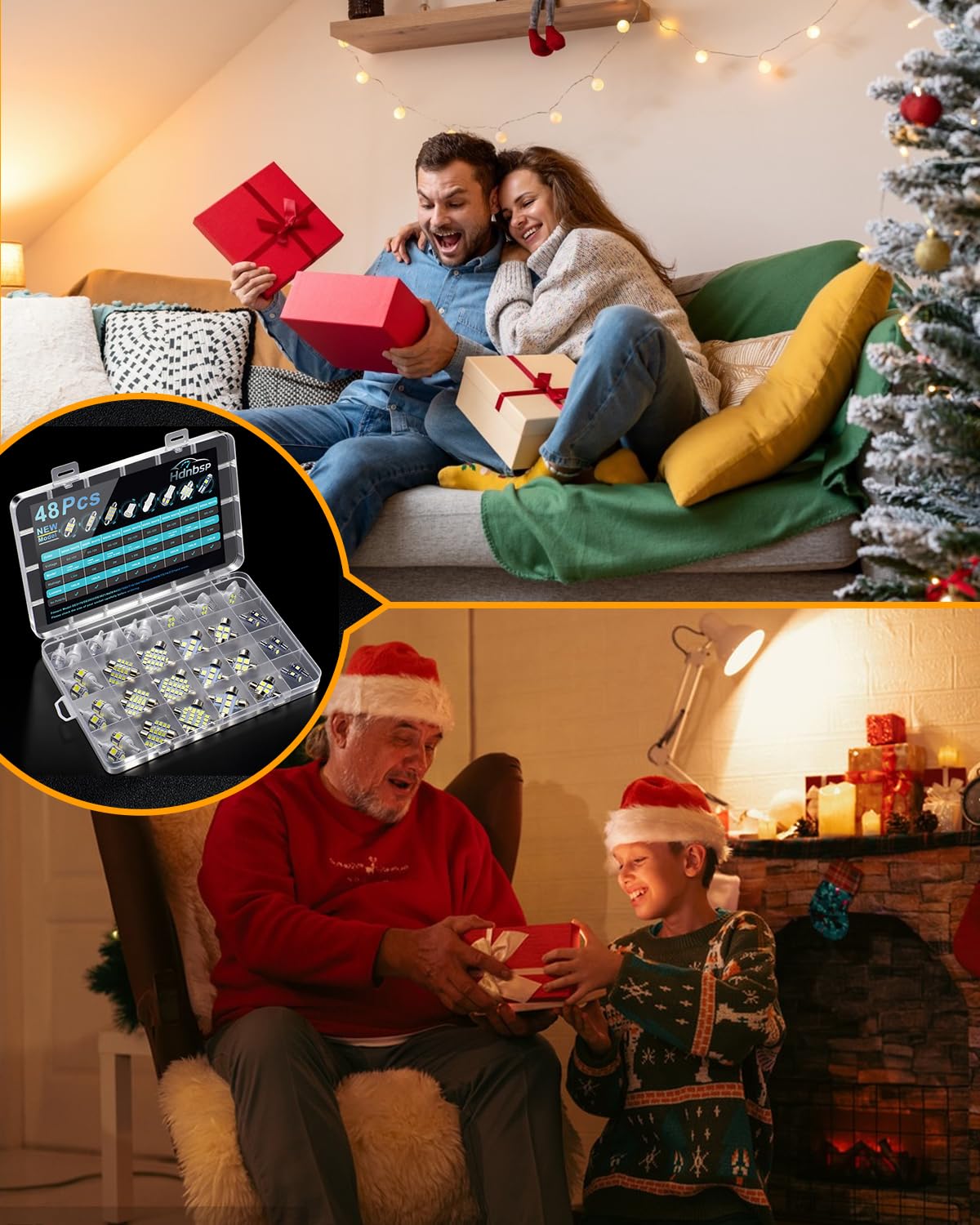 48Pcs Led Interior Car Lights Kit, Premium Bright White Led Bulb (194 T10 T5 De3175 578 31mm 42mm) | Dome Map Dash Door License Plate Tail Light Bulbs, Interior Lights for Cars, Trucks, Rv, Boat