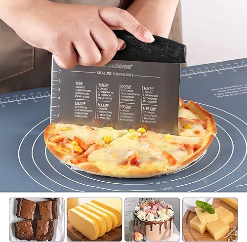 Miniatura 5 de Ourokhome Cuchillo raspador de masa de pastelería y estante de secado de pasta plegable, plástico sin BPA y acero inoxidable 430, herramienta de