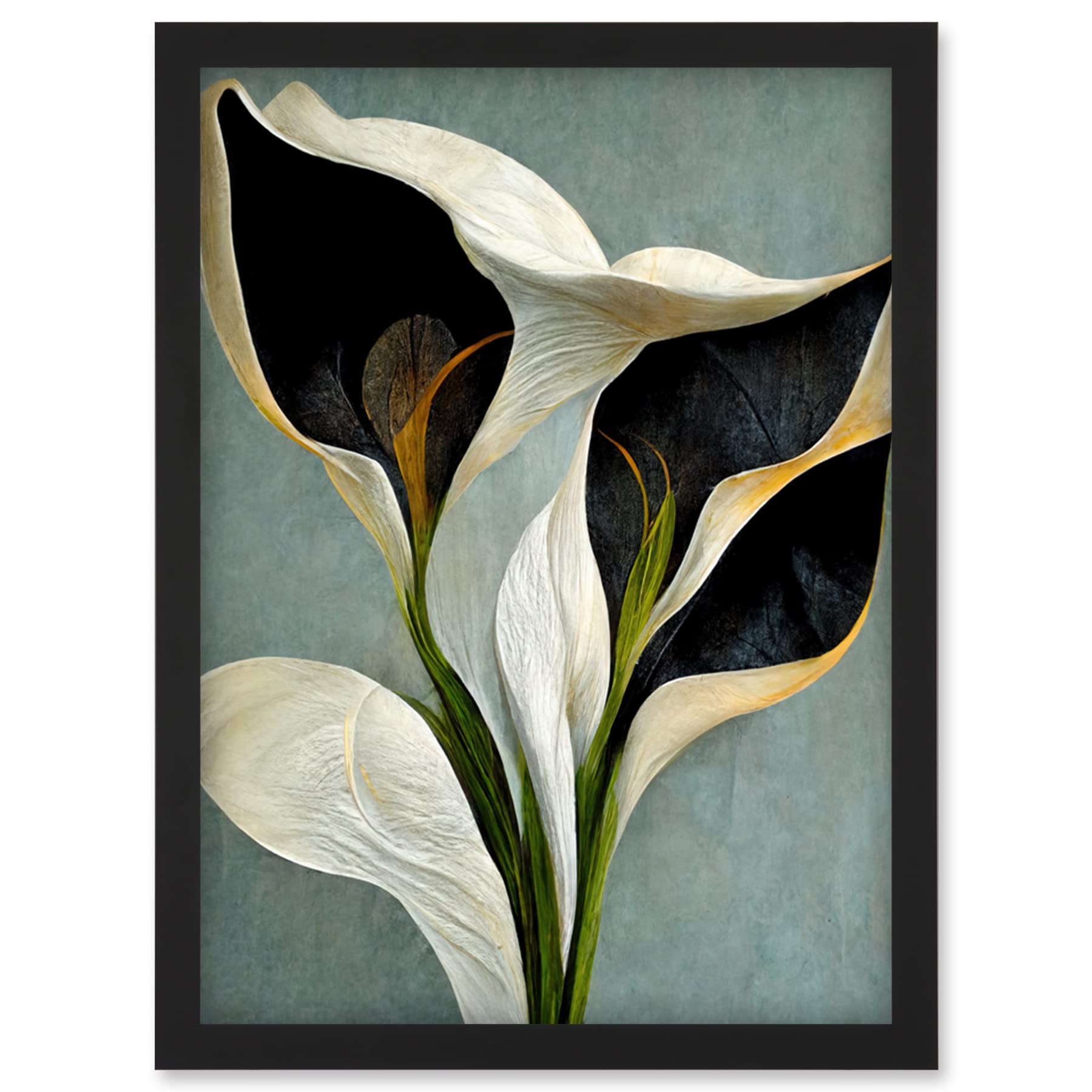 Doppelganger33 LTD White Calla Lily Flower Pistil Bouquet Elegant Artwork Framed Wall Art Print A4