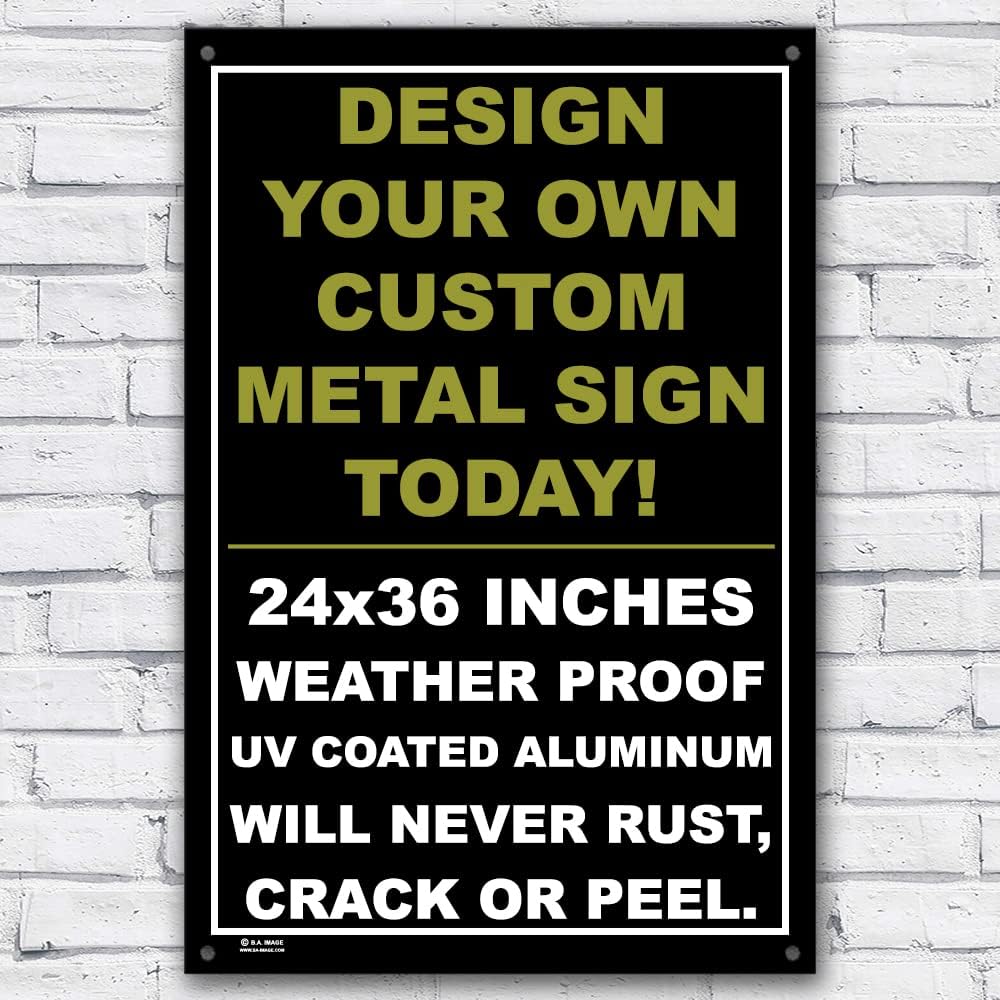 BA IMAGE Personalized Custom Black 015 Aluminum Metal Sign with Your Message! (9x12 Black w/Antique, Vertical) : Home & Kitchen