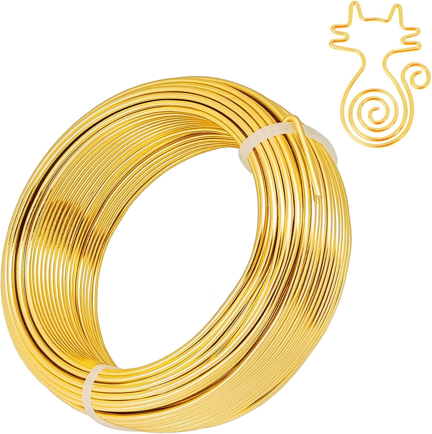 12 Gauge Aluminum Wire, 105 Feet 2mm Bendable Metal Craft Wire for Sculpting, Armature, Jewelry Making, Floral Making, Doll Making, Modelling, Crafting, Bonsai Training (Gold)