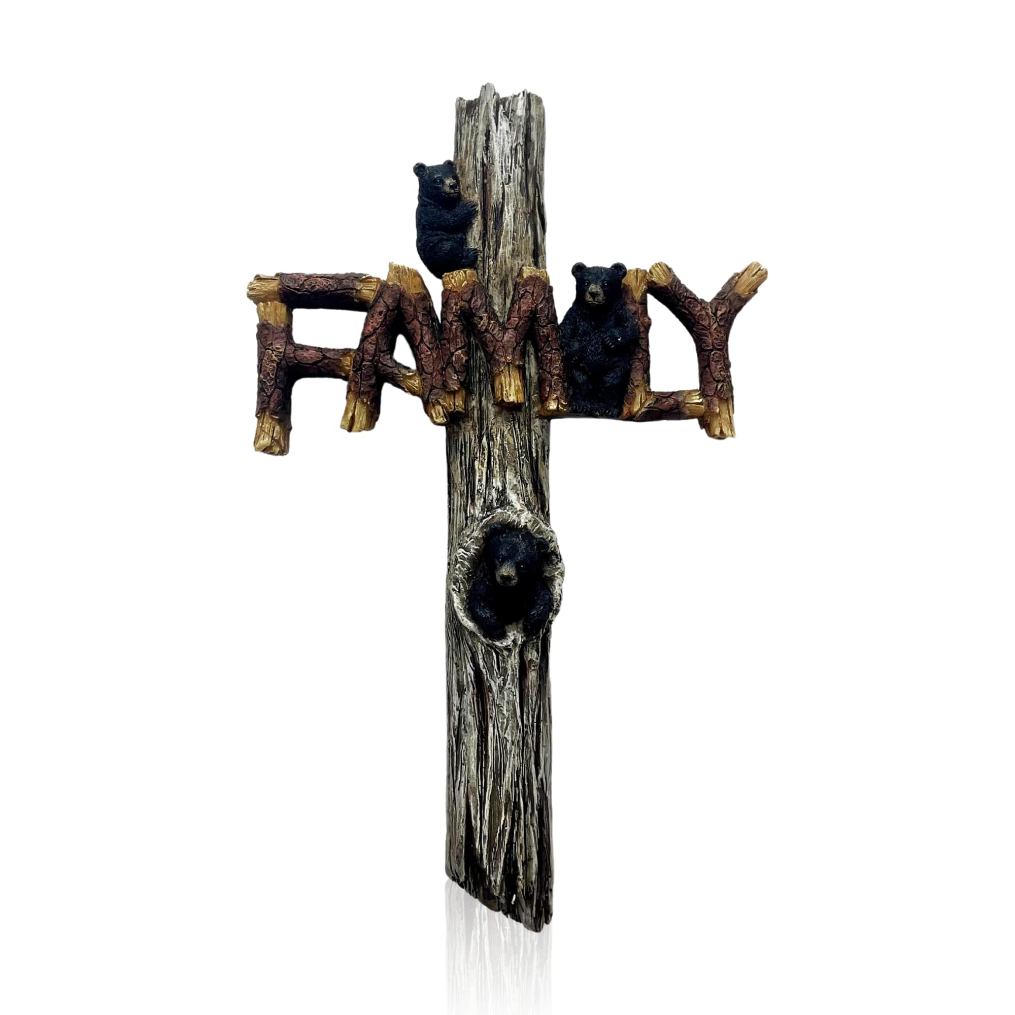 Pine Ridge Black Bear Cross - Family Black Bear Cross, Wall Hanging Cross Bear Decorations For Home Cabin, Bear Decor
