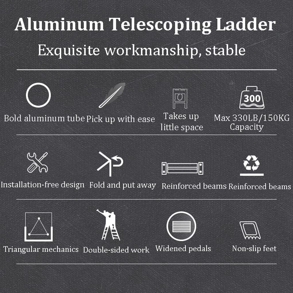 Step Ladder Folding Step Stool Extension Ladder Telescoping Ladders Portable Folding Ladder Family Small Multipurpose Aluminum Step Ladders 330 Lb/150kg Folding Ladder Telescoping Ladder ( Color : A ,