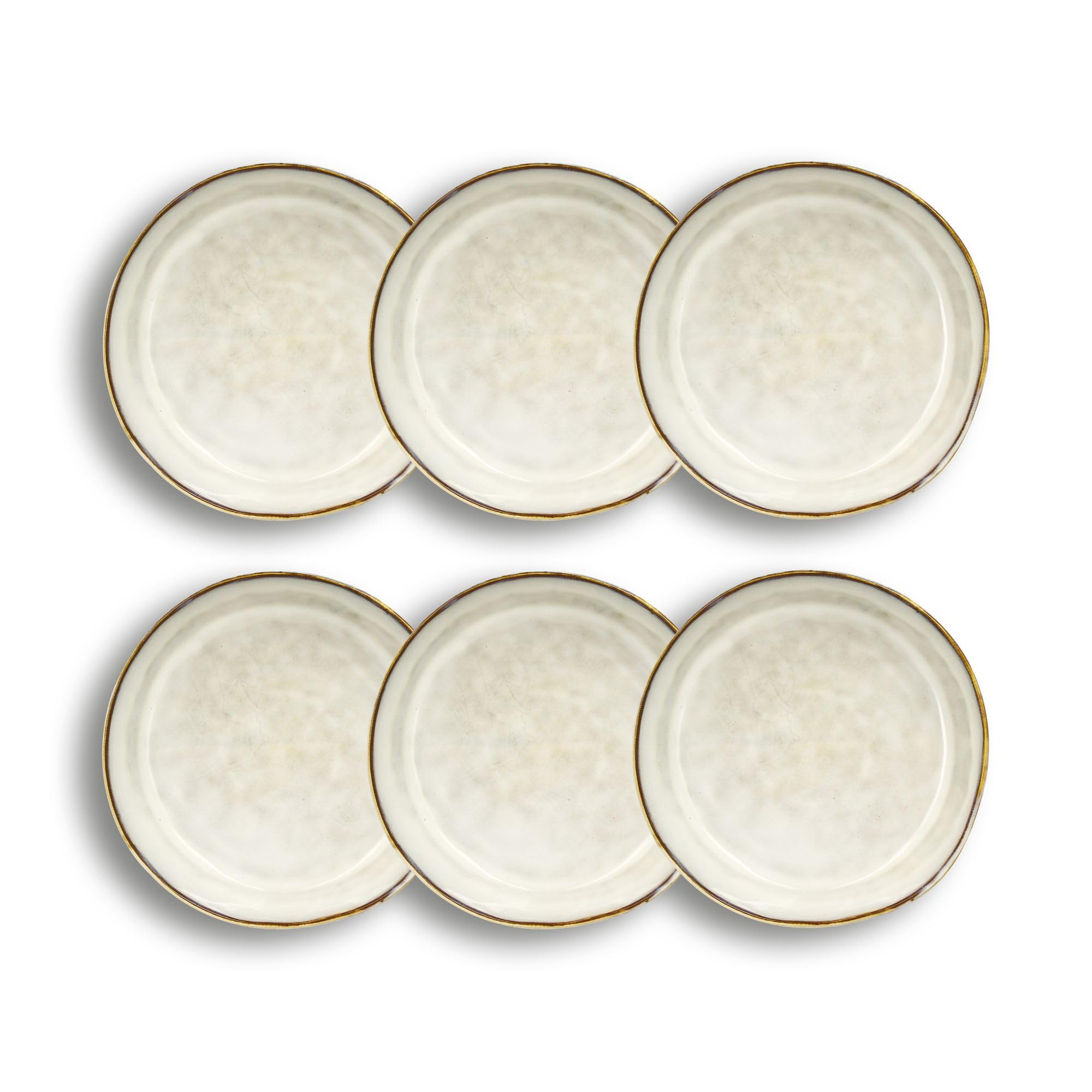 OGO LIVING Lot de 6 assiettes coupes boral 20 cm beige clair en grès pour déjeuner familial - moderne et résistant - 261