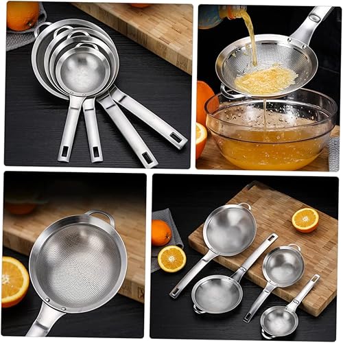 Miniatura 4 de DECHOUS Colador de malla de acero inoxidable, filtro de malla fina, cuchara de alambre de cocina, espumadera ranurada, colador de mango largo