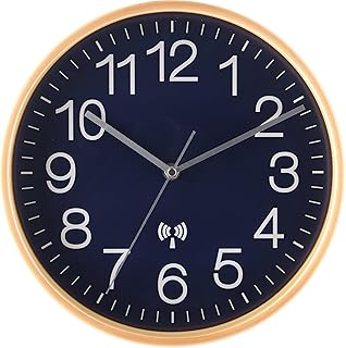 不二貿易 掛け時計 直径28cm ネイビー 電波 木製 プライウッド 27353