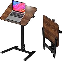 ALAWOODER 25" Mobile Folding Sit-Stand Desk - No Assembly, 29-42" Pneumatic Height Adjustable, Rolling Laptop Table with 0-90° Tilt & Hidden Wheels