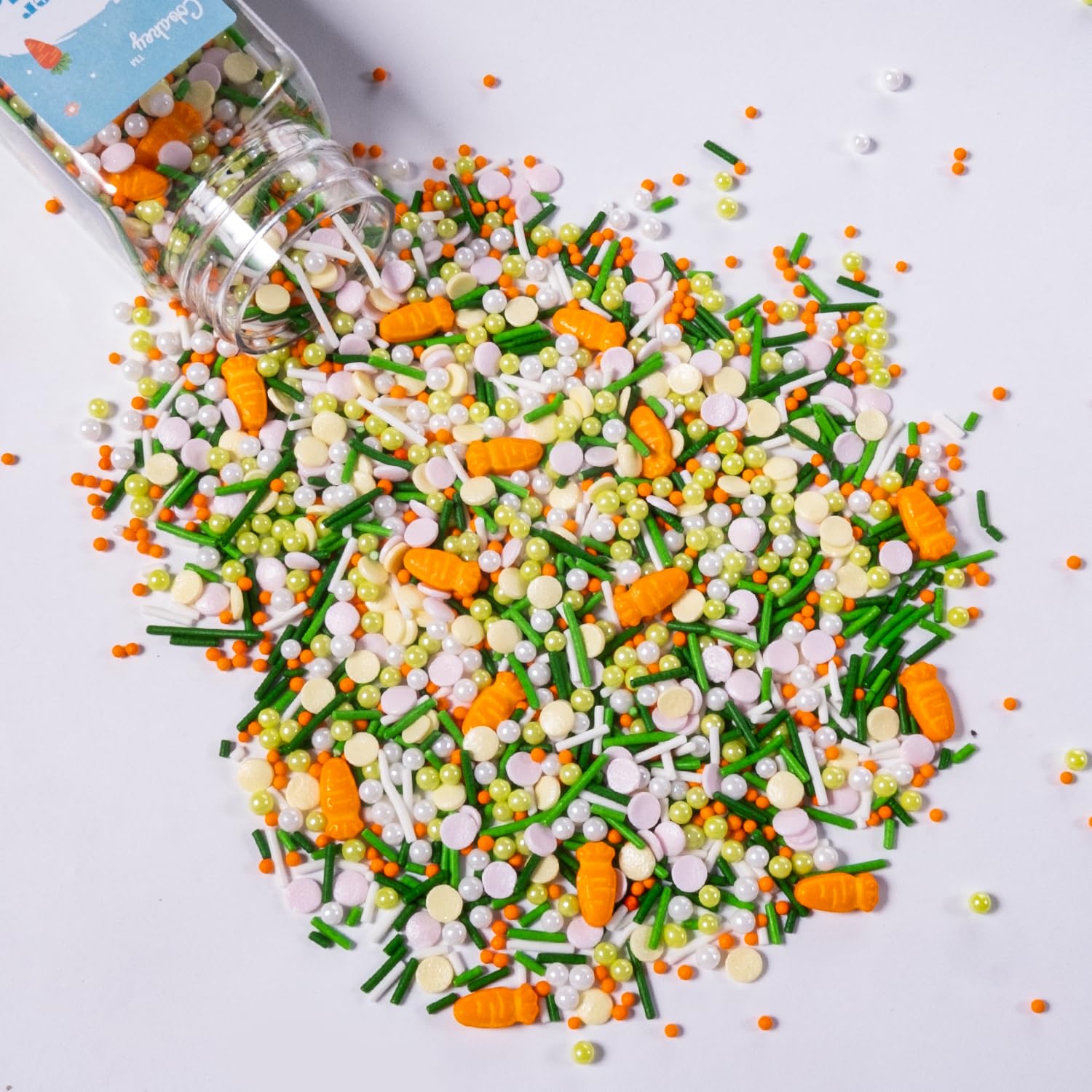 Cobakey Easter Sprinkles for Cookies 4.23 Ounce Spring Sprinkles for Baking Edible Carrot Perfect for Easter Cake Decorations, Baking, Ice Cream, Cookies, Cupcake Topper