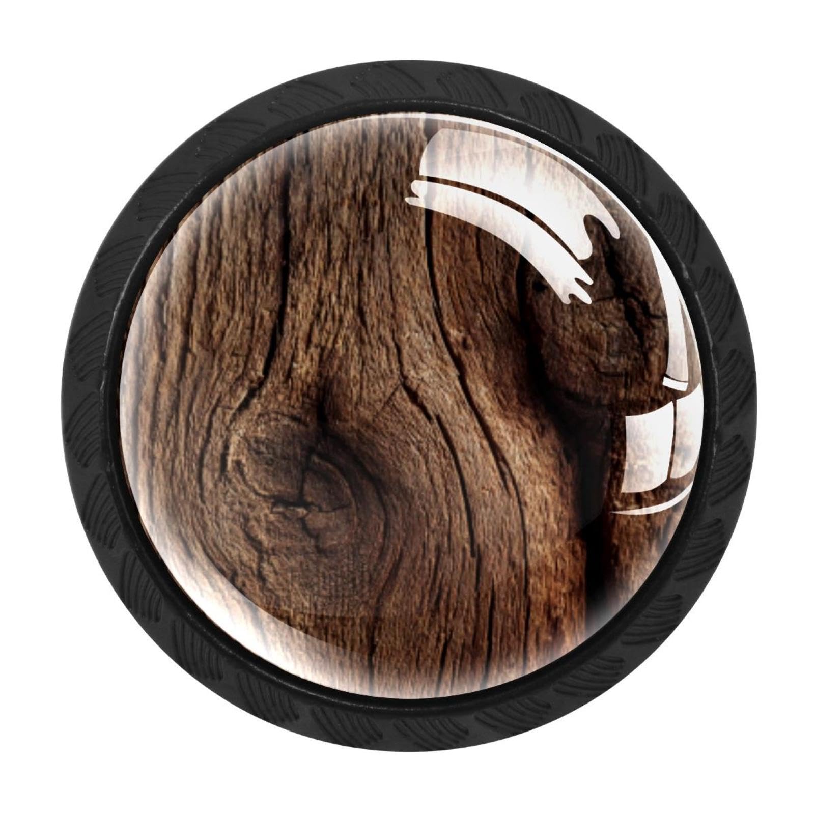 CHENZZZZ 4 Pack Round Cabinet Knobs for Kitchen Bathroom Closet Dresser Cabinets, Brown Wooden (3)