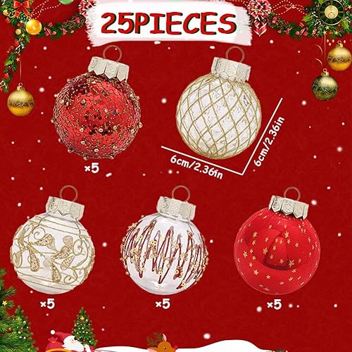 Miniatura 3 de Christmas Ornaments Balls, 25pcs, Mixed (Painted, Mirrored, Electroplated) Plastic, Perfect for Christmas Tree Decoration Rosa,Negro dorado,Café