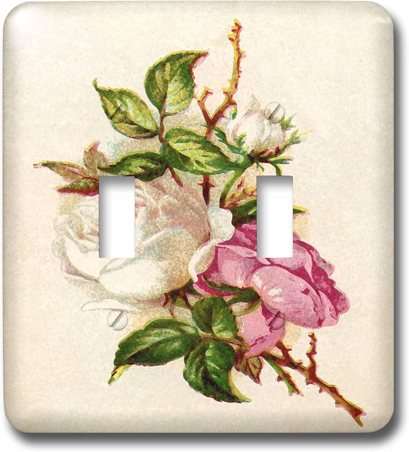 3dRose Print of Vintage English Roses Painting double toggle switch