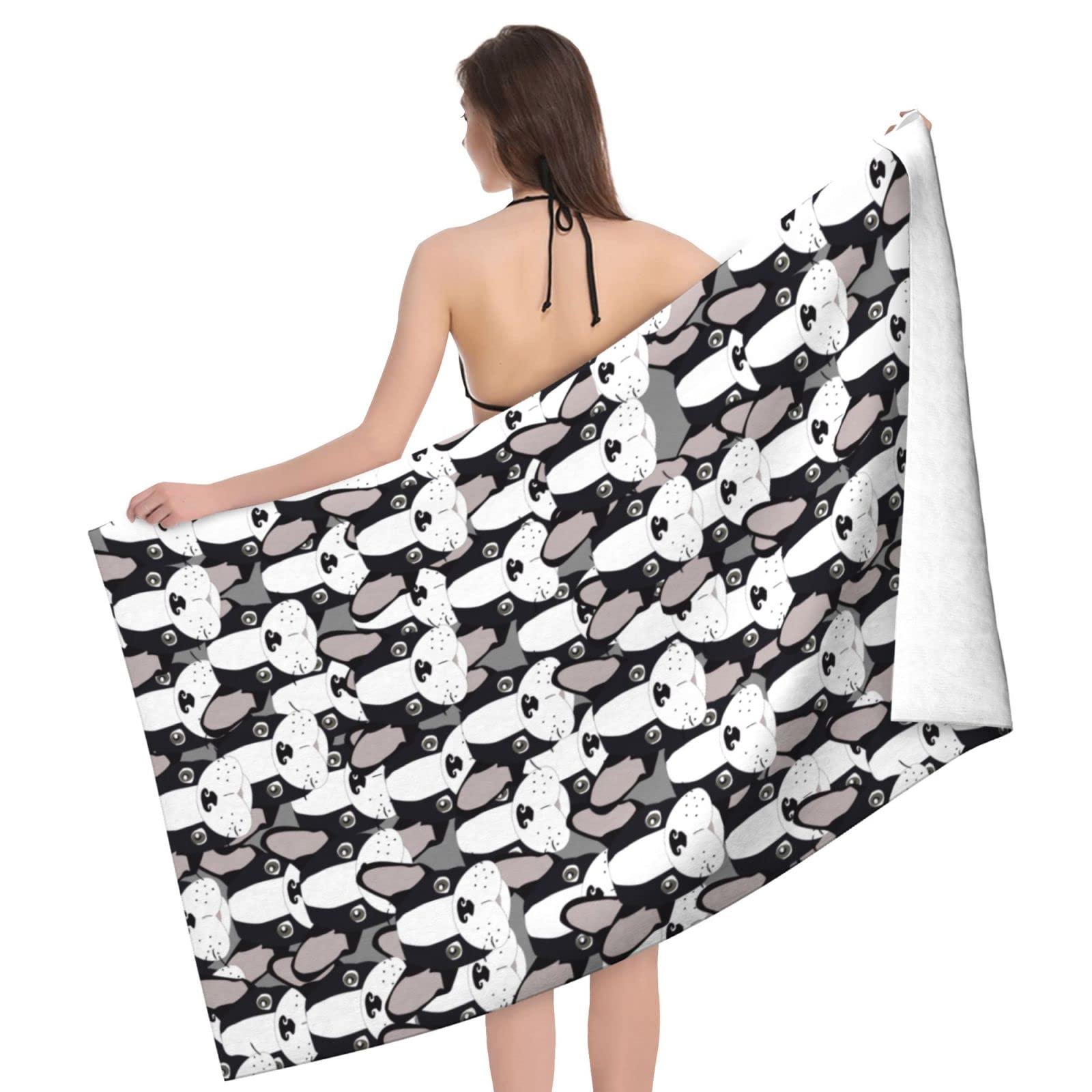 Teli Mare Grandi 90x180 cm 3D Bulldog Francese, Telo da Spiaggia In Microfibra Assorbente Per Adulti, Telo da Bagno Per Asciugamano da Viaggio Per Palestra, Yoga, Picnic