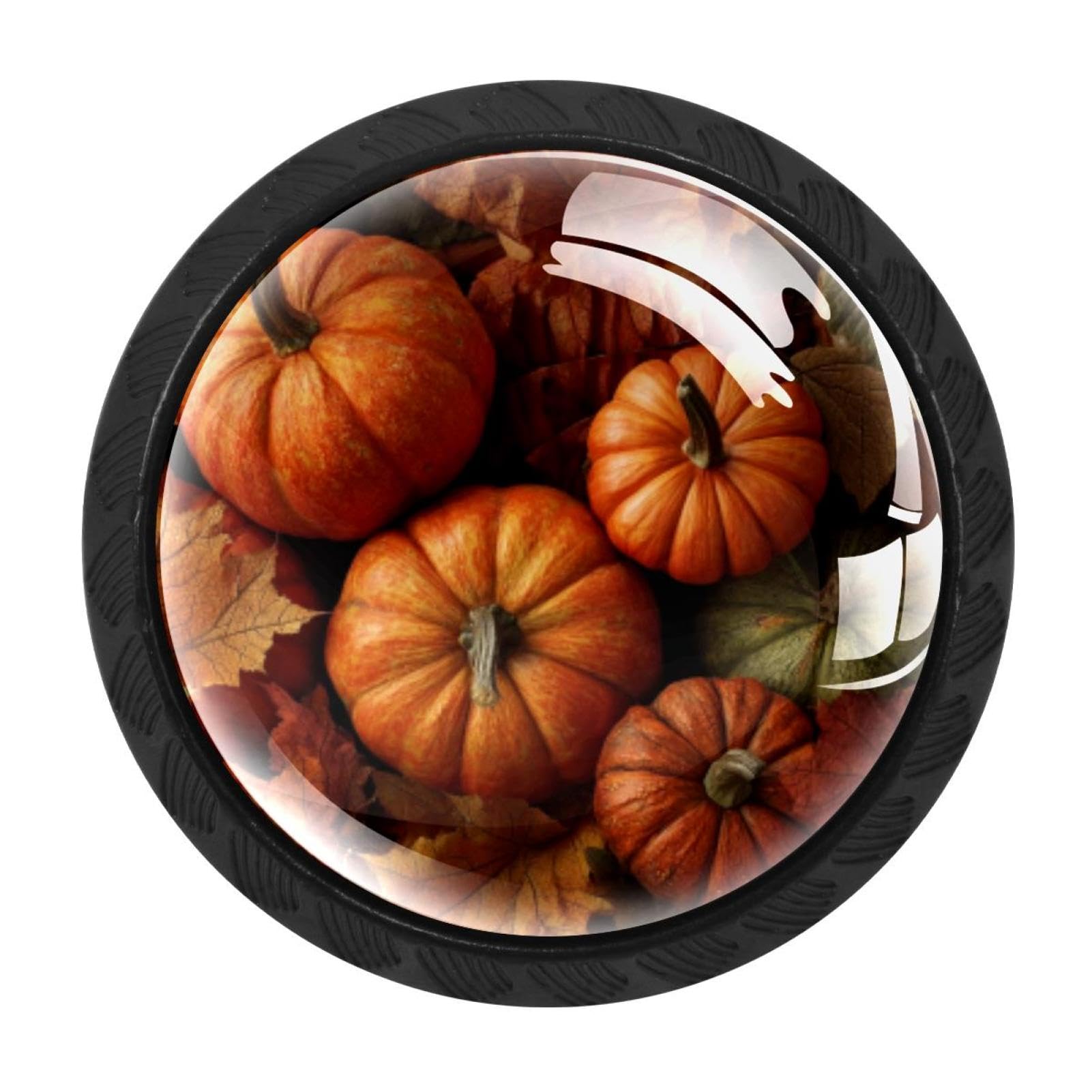 CHENZZZZ 4 Pack Fall Pumpkins Leaves Drawer Knobs Cabinet Knobs Crystal Glass Knobs Pulls Handles for Kitchen Cabinet Hardware Cupboard Door Dresser Wardrobe Home Decor