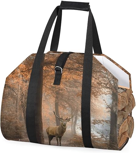 Miniatura 50 de Bolsa de transporte de leña de gallo, grande, duradera, para chimenea, accesorios para estufas de leña de 39 x 18 pulgadas, soporte para leña