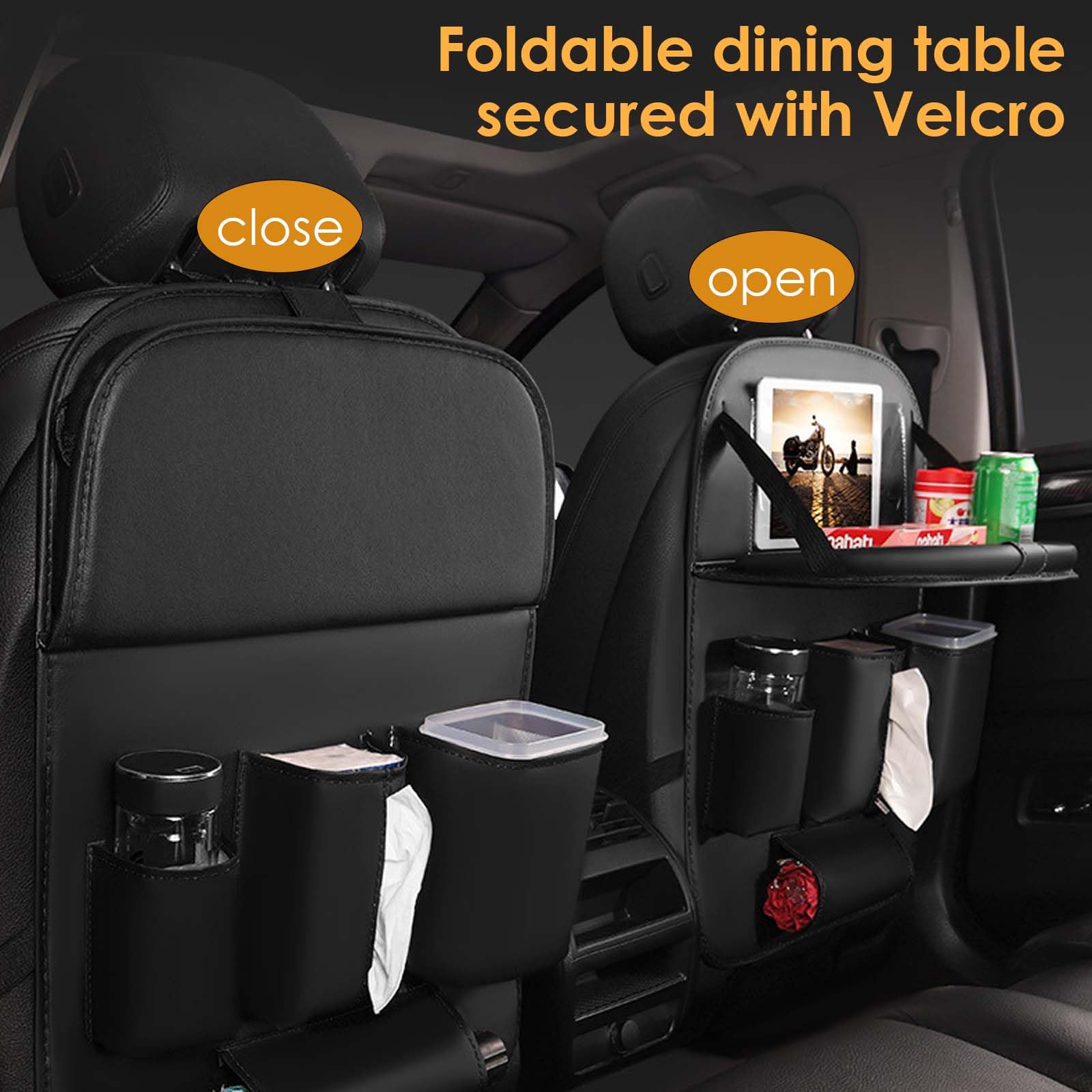 TepTupGa, 2 organizer per sedile posteriore dell'auto, impermeabile, con porta fazzoletti, borsa portaoggetti da appendere per cellulari, documenti, tazze, bottiglie, da viaggio, compatibile con la