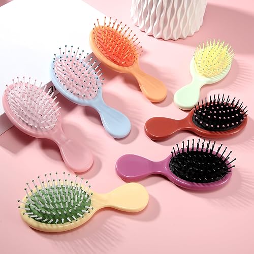 Miniatura 5 de Sawysine Paquete de 14 mini cepillos de pelo húmedo para viaje, cepillo desenredante para niños pequeños, cerdas suaves, para la mayoría de tipos de