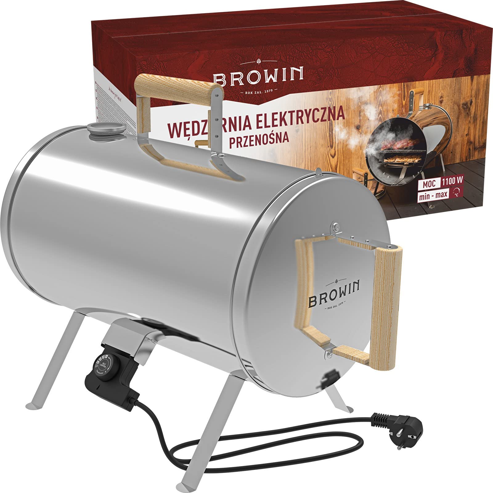 BROWIN Elektrischer Räucherofen 330020 | Kompakt und mobil, Perfekt für unterwegs, Vielseitig einsetzbar, Einfache Bedienung, Ideal für Fisch, Fleisch und Gemüse
