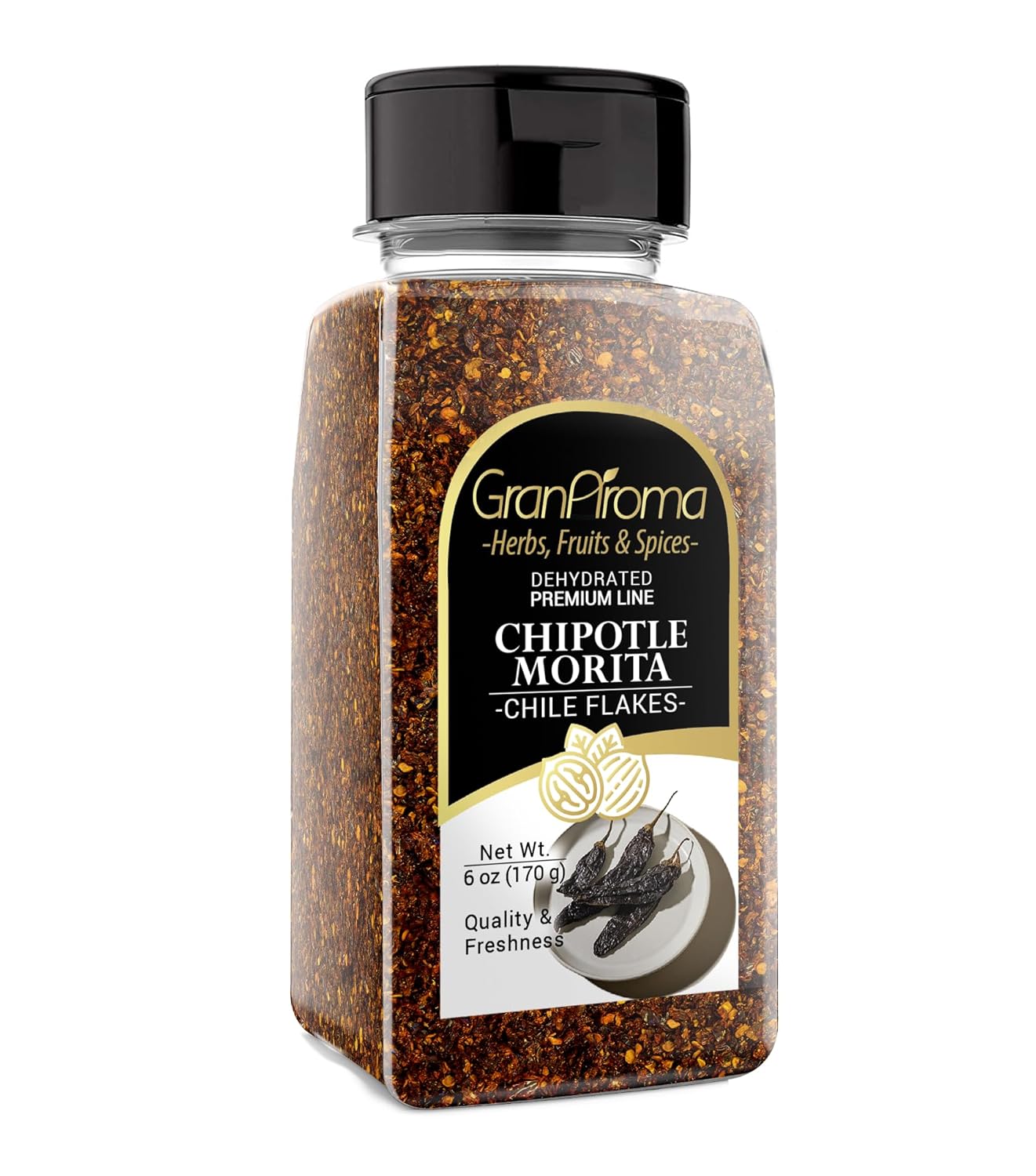 GranAroma Chipotle Morita Chile Flakes, 14.4 oz, Fruity Flavory, Salsas & Soups, Garnish