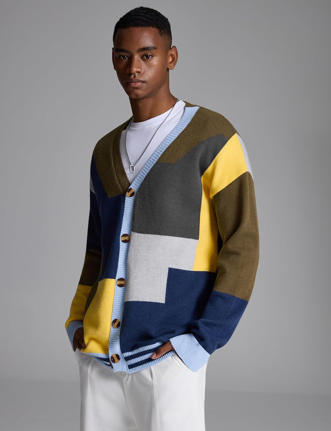 Arssm Mens Cardigan Sweater Knitted Long Sleeve V Neck Button Down Sweaters Casual Cardigans( - Image 3