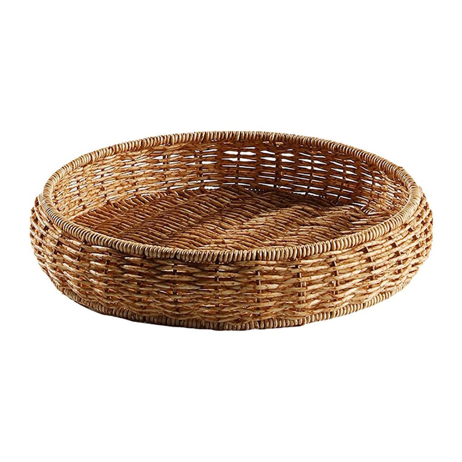 CHAKEUZND Woven Handmade Gift Baskets, Serving Tray Wicker Serving Basket for Bread Fruit Vegetables Restaurant(Large)