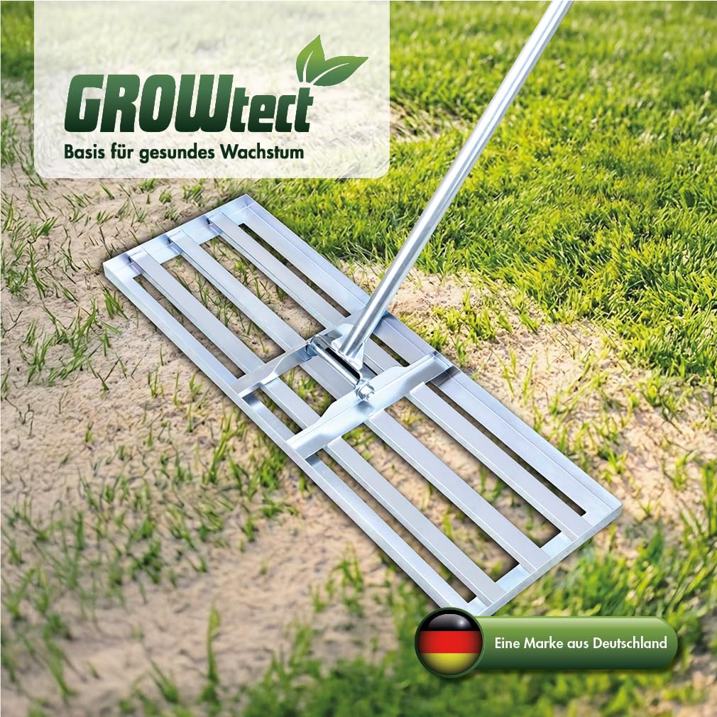 Rasenrakel 76x25cm inkl. 2m Stiel – Levelawn zum Sanden von Rasenflächen & Ebnen von Rasentragschichten – 3-teiliger geschraubter Gerätestiel für Stabilität