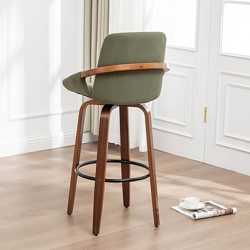 LUNLING Taburetes de bar de 25.6 pulgadas de altura de mostrador, sillas de bar retro modernas de mediados de siglo, tapizado de tela de pana