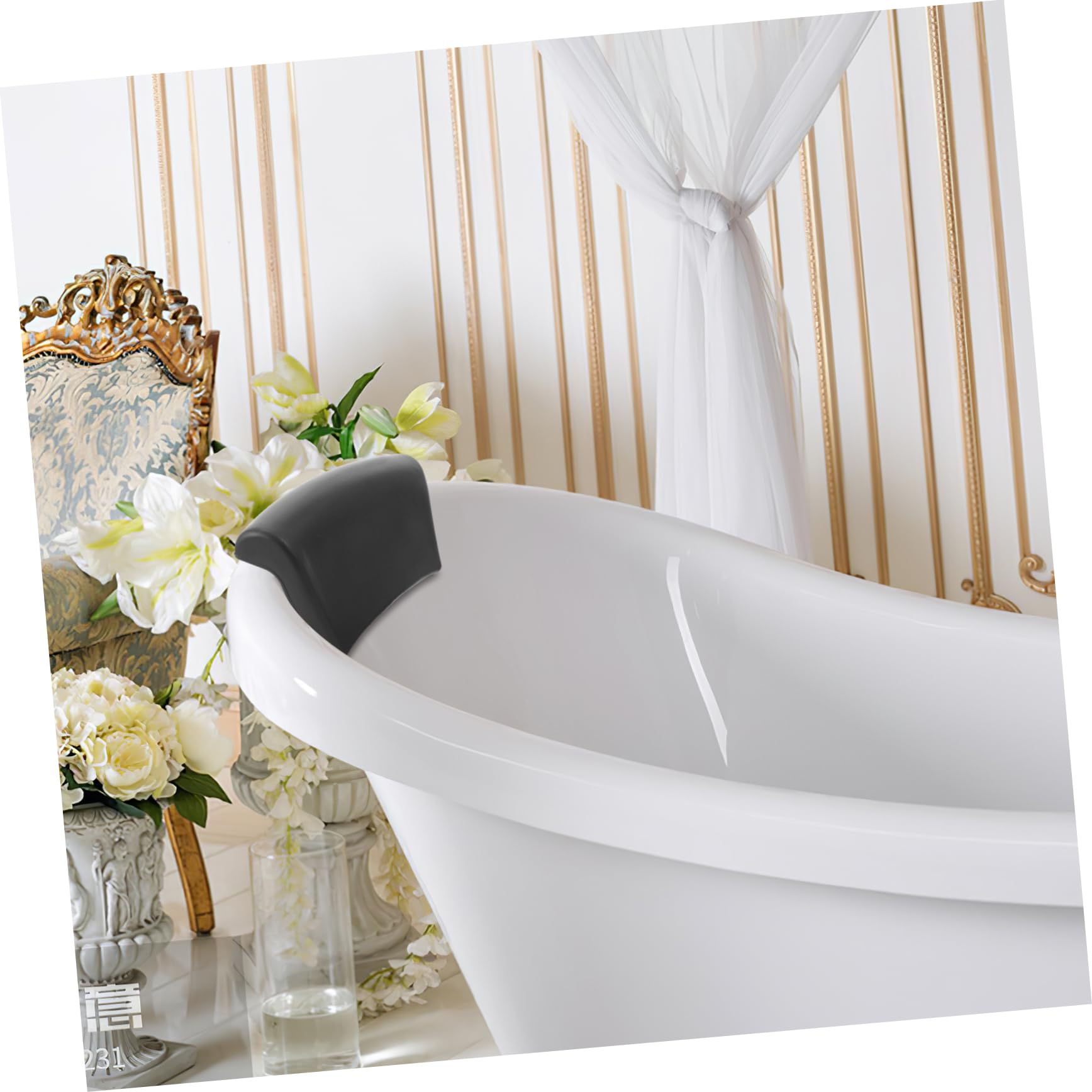 FRCOLOR 5 Piezas Almohada de bañera Alfombrilla bañera tapete banheira Espuma Calentador Almohada de baño con Soporte para el Cuello Almohada de baño para Soporte de Cabeza y Cuello Black