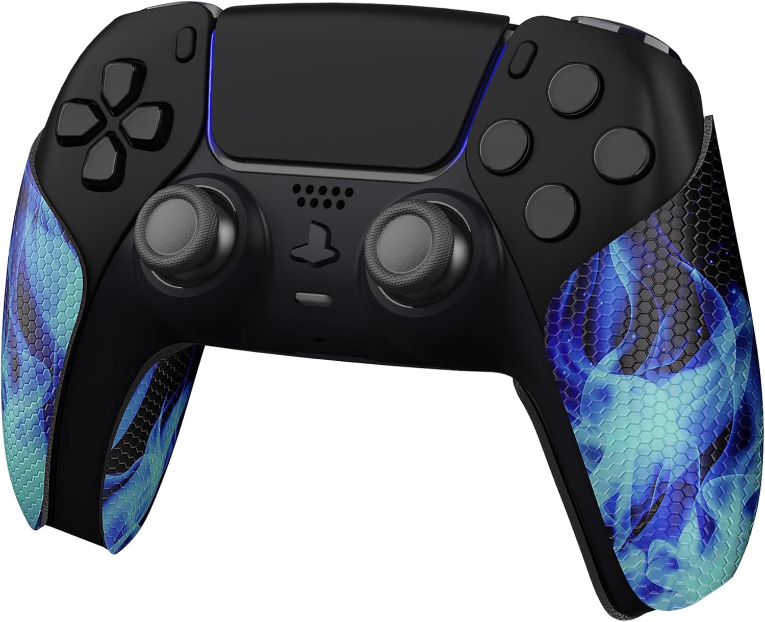 eXtremeRate PlayVital Anti-Skid Sweat-Absorbent Controller Grip for ps5 Controller, Professional Textured Soft Rubber Pads Handle Grips for ps5 Controller - Blue Flame - Image 4