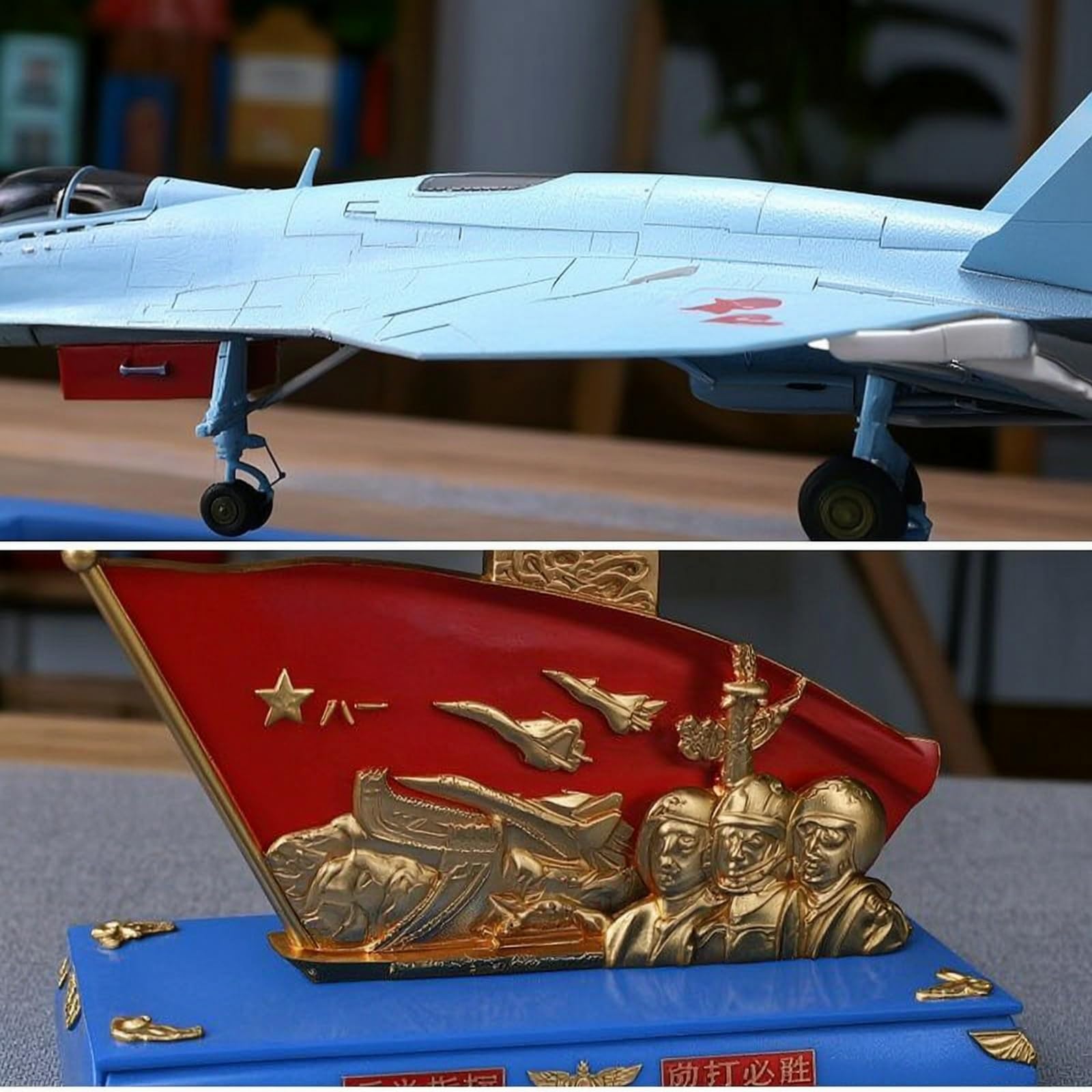 Aereo in Miniatura con Piedistallo Militare Modellino di Caccia Realistico Modellino di Aereo per Collezionisti