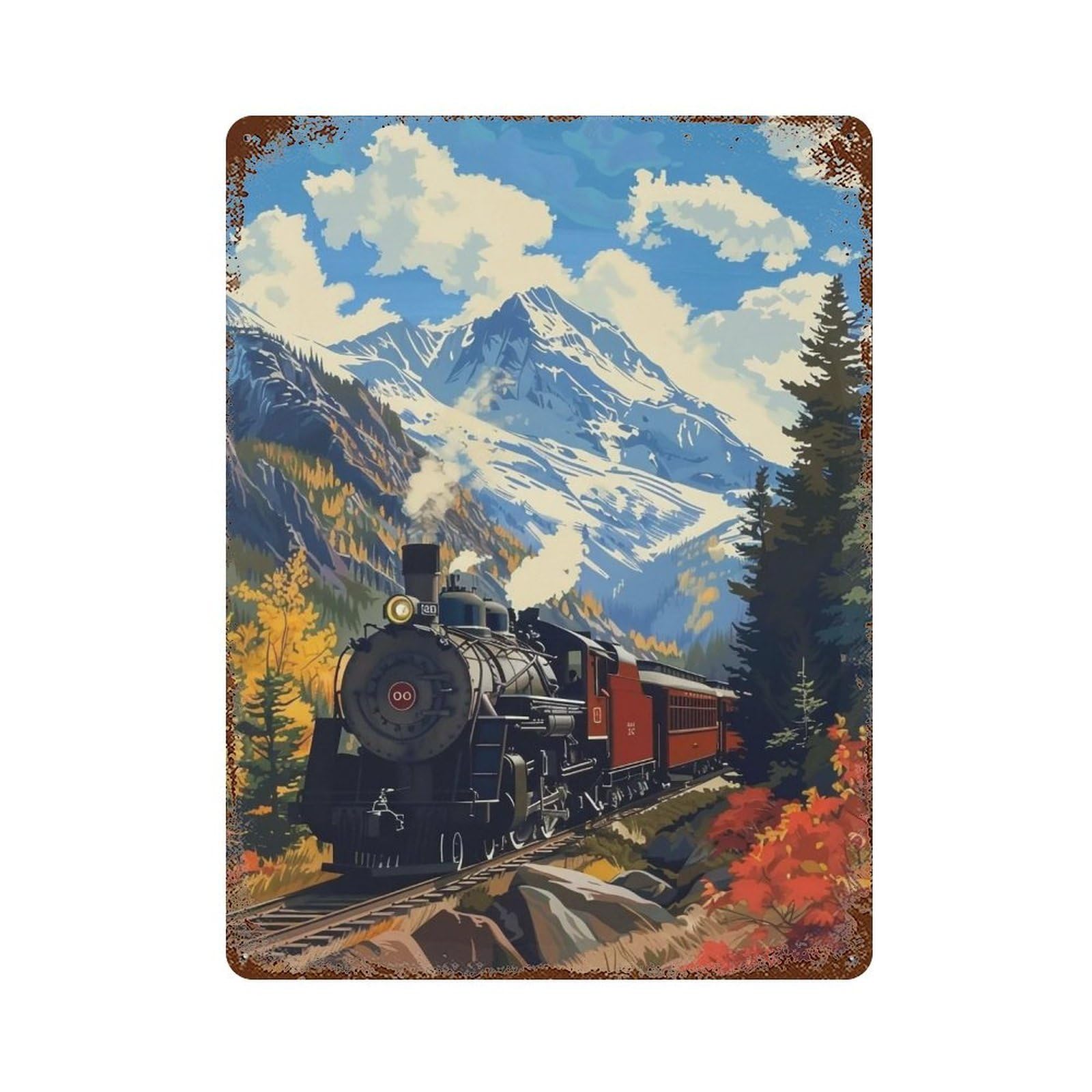 HDURYEYRYY Mountain Valley Steam Journey 02 Wall Retro Iron Vintage Art Metal Tin Sign Poster Modern Home Cofffee Club Art Bar Shop Decor 40x30cm