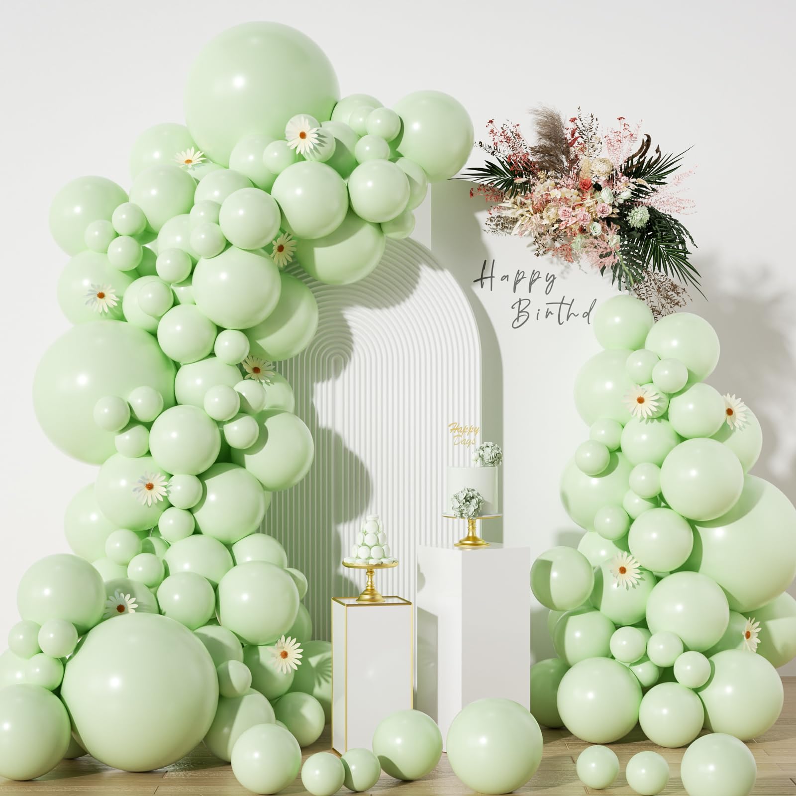 Pastel Green Balloons in different sizes 5 10 12 18inch-134pcs Pastel Green Balloons for Garland Arch?Baby Shower Graduation Wedding Anniversary Gender Reveal Birthday Party Decorations