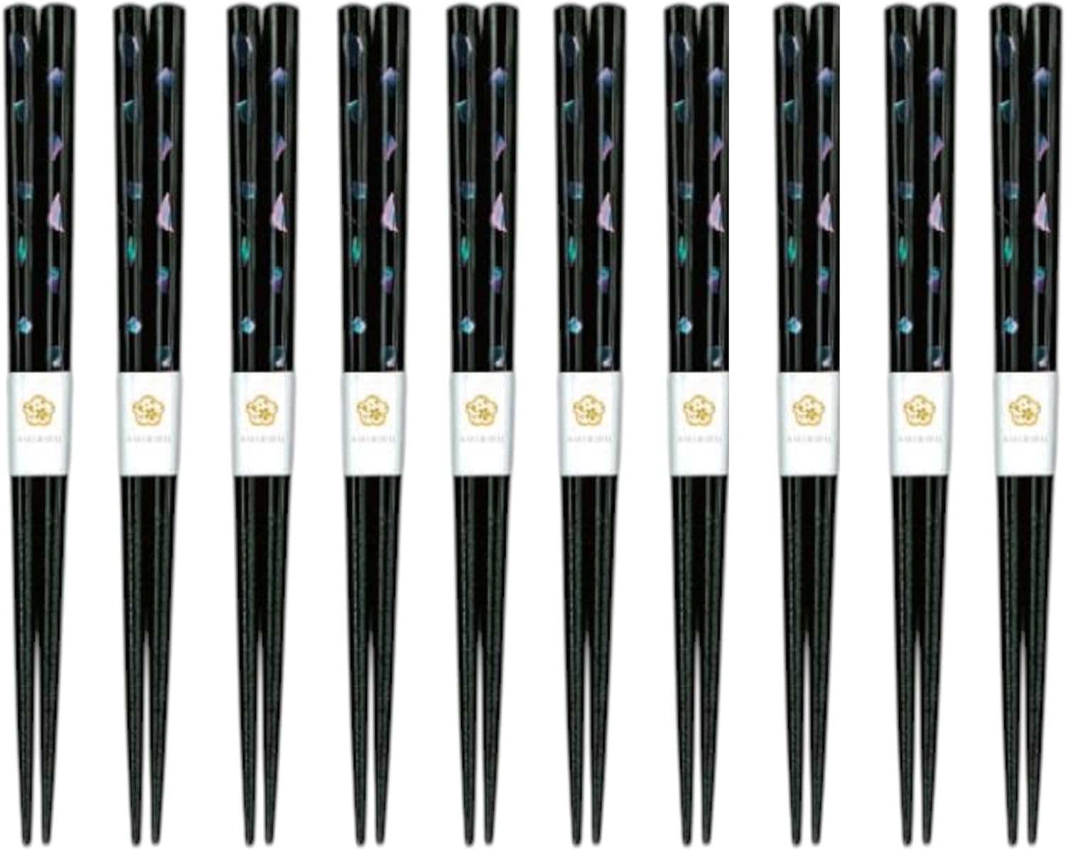 J-kitchens Chopsticks Set of 10 Pairs, Lunch, Picnic, Excursions, Sports Events, Guests, Entertaining, Wooden, Pebbled Stone, Black, 7.1 inches (18.0 cm), Dishwasher Safe, Made in Japan