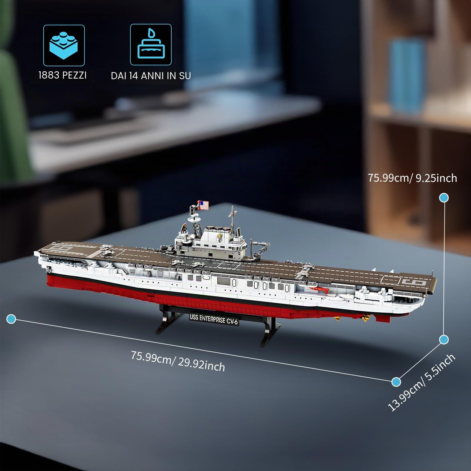 Brihappen Set di mattoncini da costruzione per navi da battaglia per adulti, modello militare di navi da battaglia tecnica in mattoncini per collezionisti, regalo per uomini e ragazzi appassionati di