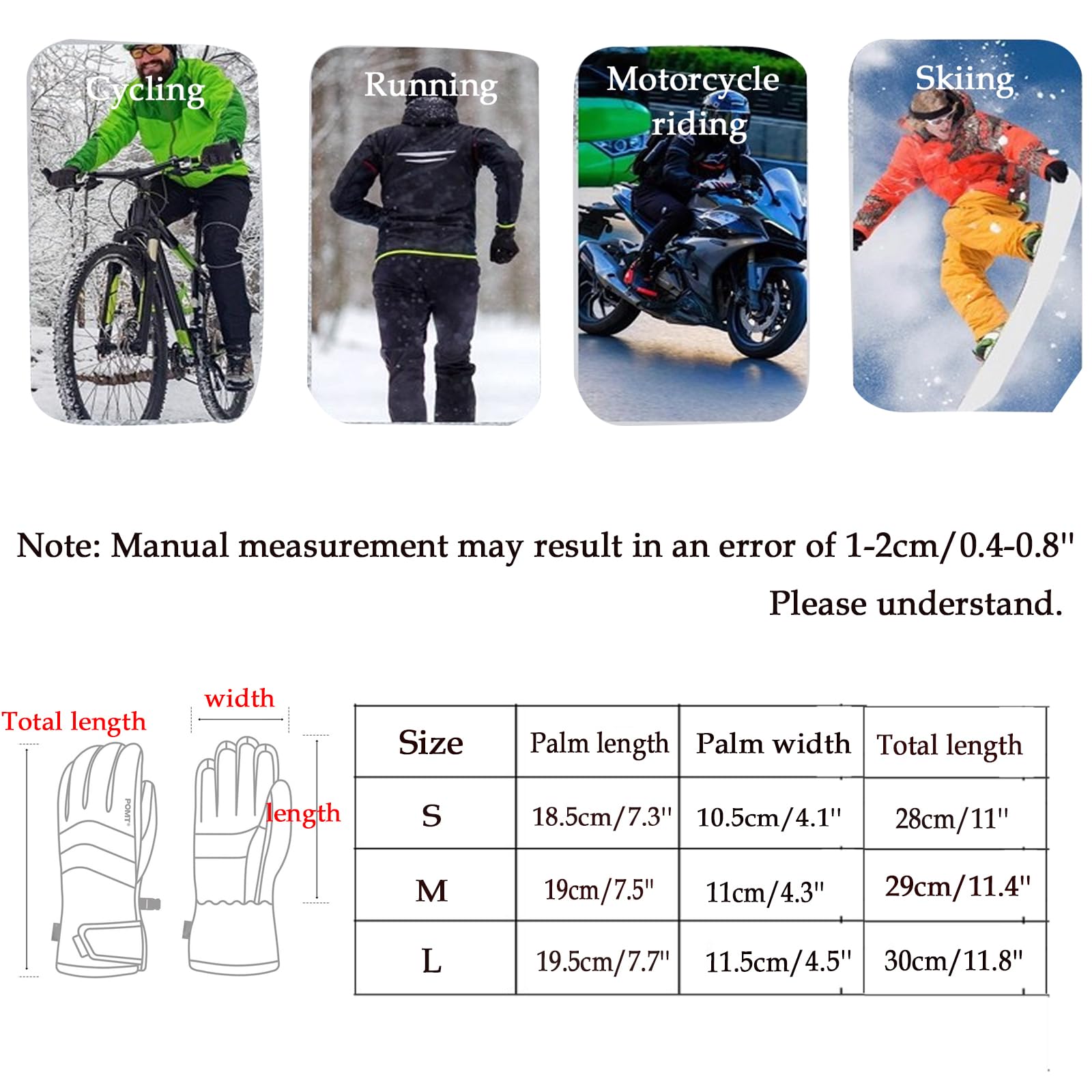 Guanti Invernali, Antivento Ciclismo Uomo e Donna, Guanti da Sci Impermeabili, Guanti Termici Caldi,[b] Black,L