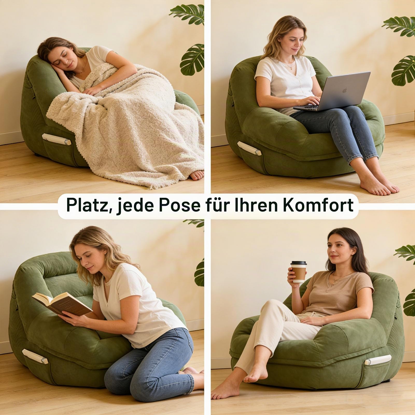 Vakuum-Kompressionssofa Lazy Floor Sofa Lesesessel Bequem Einzelsofa Tatami-Liegesessel Geschlafen Werden Kann für Wohnzimmer Schlafzimmer Büro Ecksitzsäcke Meditationsstuhl A,74*82*62CM