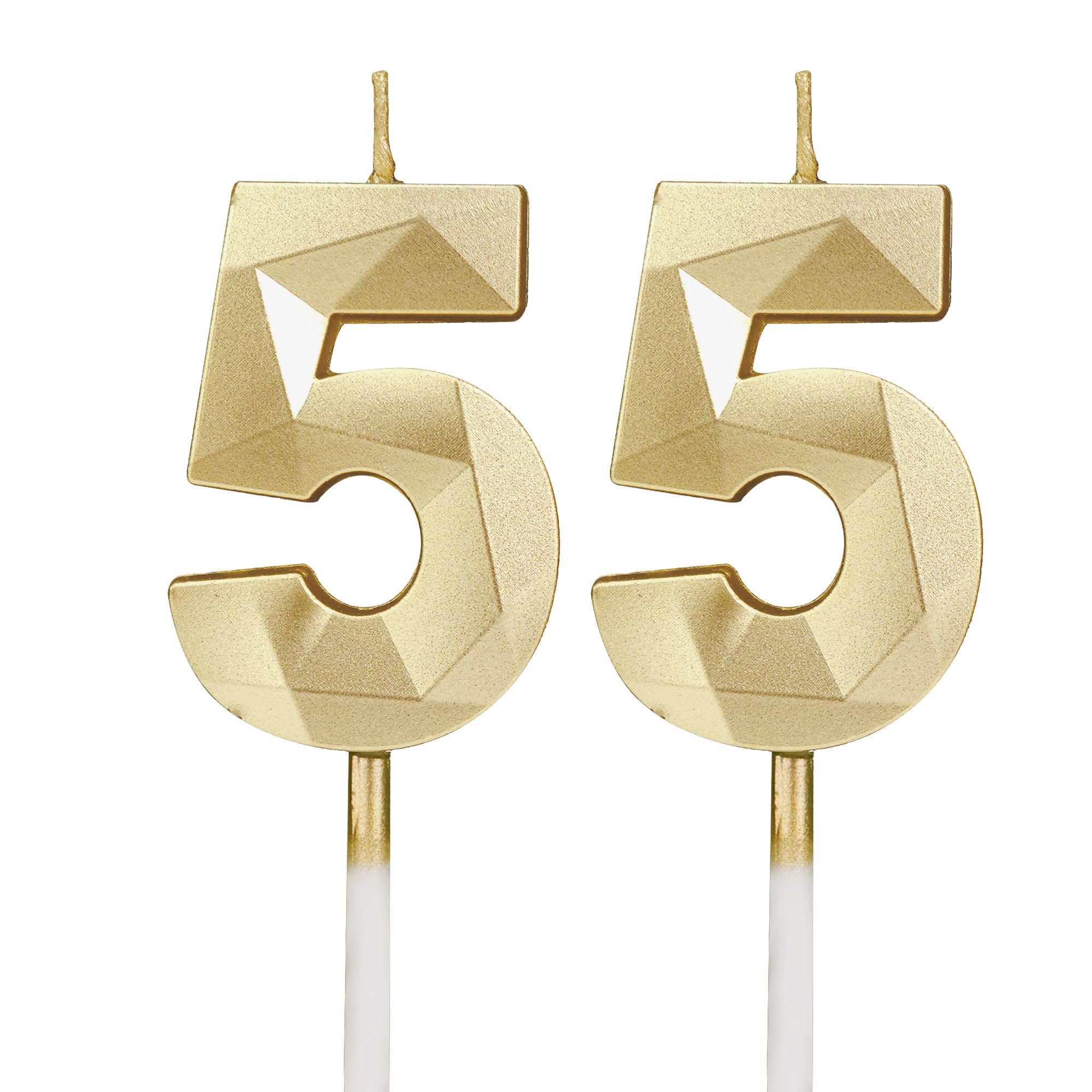 Geburtstagskerzen Zahlen 55，3D Gold Kerzen Geburtstag für Kuchen geburtstagsdeko, Geburtstag Kerzen Zahlen, Geburtstagskerzen Kinder für Partys, Hochzeiten, Firmenfeiern, Jubiläen (Gold, 55)