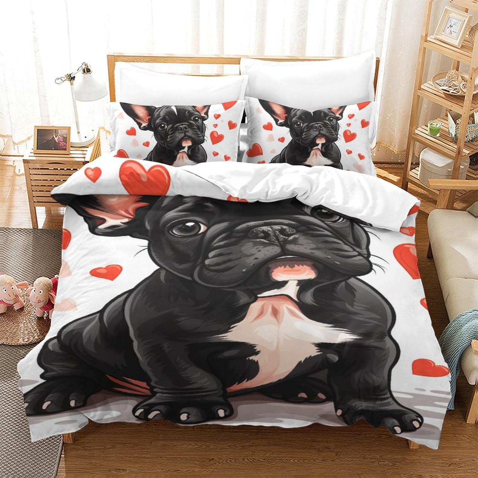 Housse de couette bouledogue français de qualité supérieure en tissu doux respirant