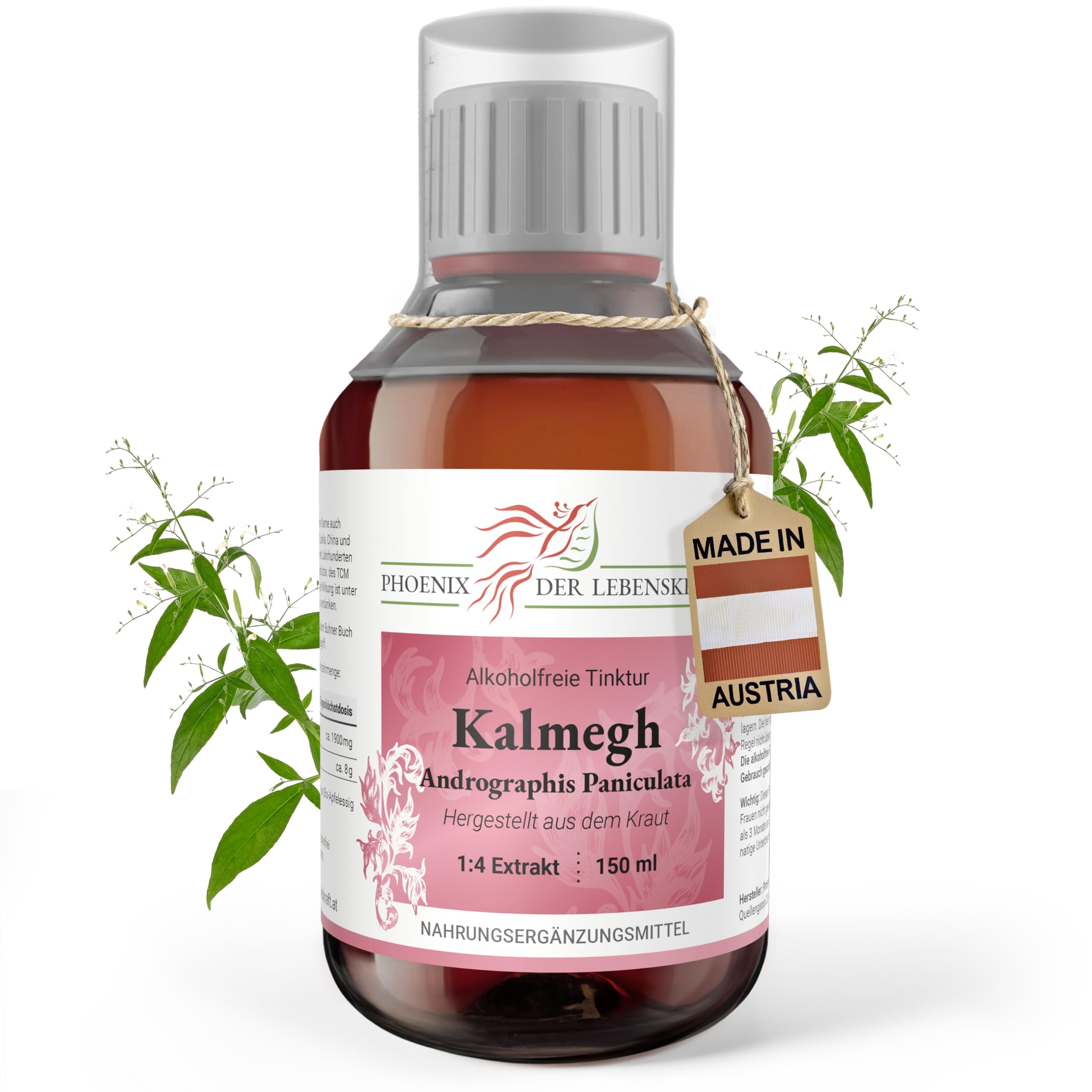 Kalmegh Tinktur (alkoholfrei) - 150ml, Andrographis Paniculata Tropfen, 1:4 Extrakt, Top Premium Qualität, Hergestellt in Österreich, Vegan