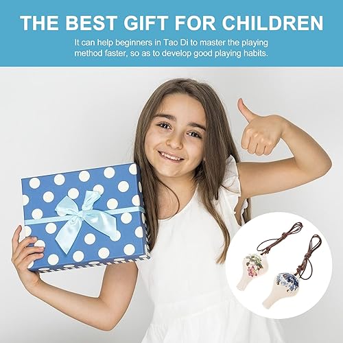 Miniatura 2 de 2 piezas de cerámica Ocarina porcelana blanca 6 agujeros colgante Ocarinas con patrón de loto Introductoria alta clave Ocarinas flautas para