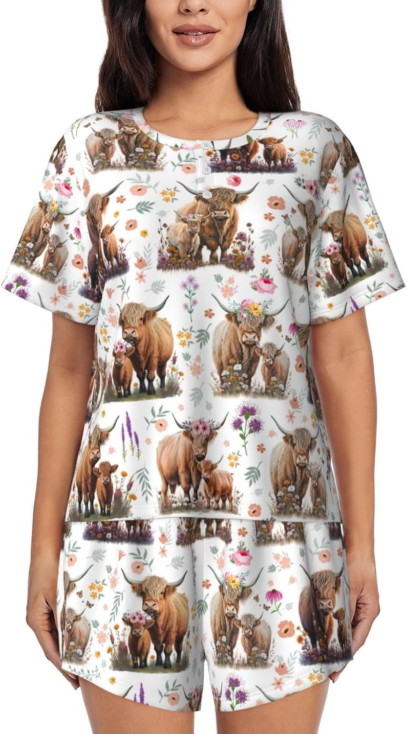 Pajamas Set For Women Short Sleeve T-Shirts Shorts Jumpsuit Sleepwear Nightwear Home Summer Pajamas Suit