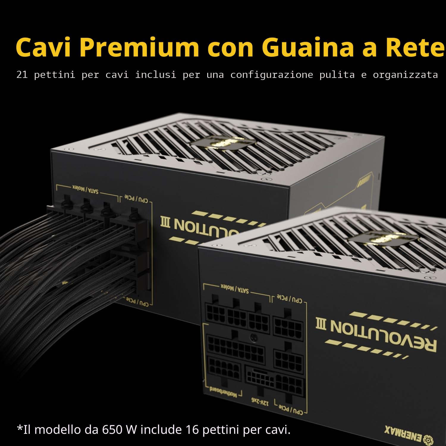 ENERMAX Revolution III 850 Watt | Alimentatore completamente modulare ATX 3.1 | PCIe 5.1 | 80 Plus Gold | ventola FDB silenziosa da 120 mm | Condensatori 105°C | ERV850G-AHG-MAC